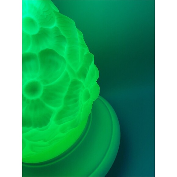 Vintage Fenton floral yellow custard poppy Uranium Shade.9.25”H,4”base,6” - Picture 15 of 16